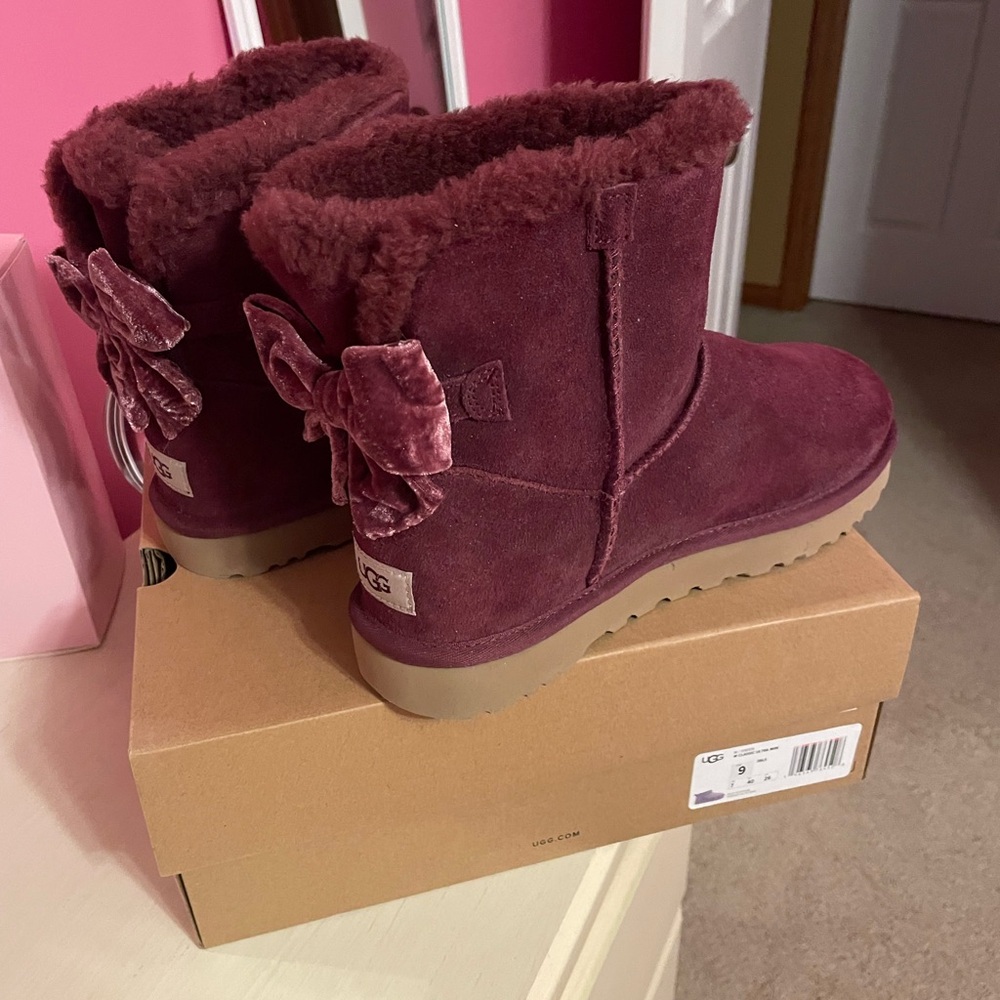 Brand new UGG Burgundy Boots with Bow